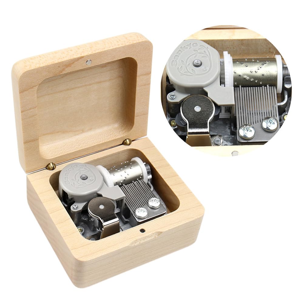 Sinzyo When You Wish Upon a Star Music Box Vintage Musical Boxs Gift For Birthday Valentine's Day Christmas Day(Maple Wooden Box)