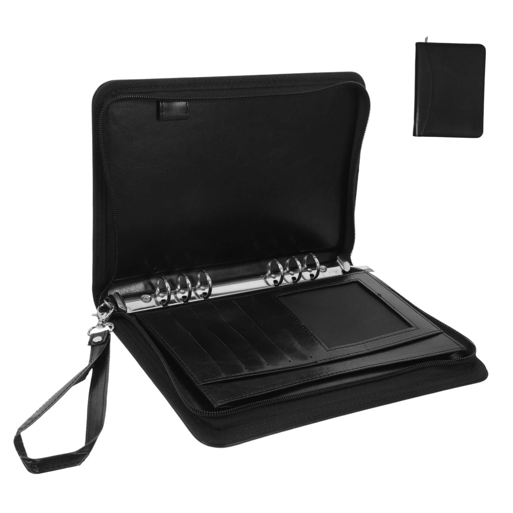 Portfolio Organizer Zip A5 in Pu Nero per Documenti