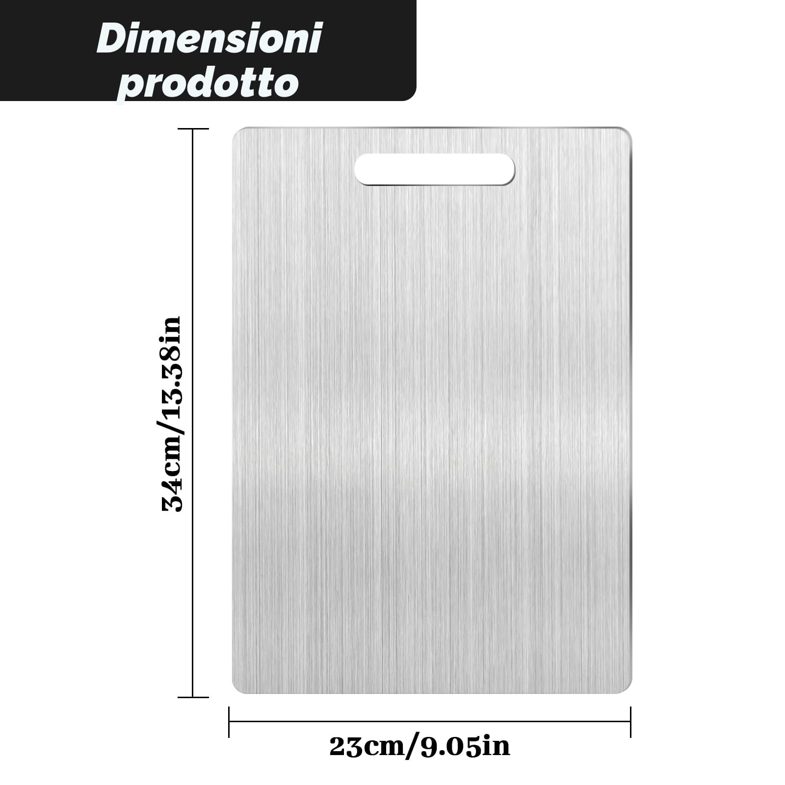 Pavlleen Tagliere in acciaio inox, Tagliere in Titanio per Cucina, Igiene e Durata Tagliere, per tagliare carne, pane, verdura, frutta (34 * 23cm)
