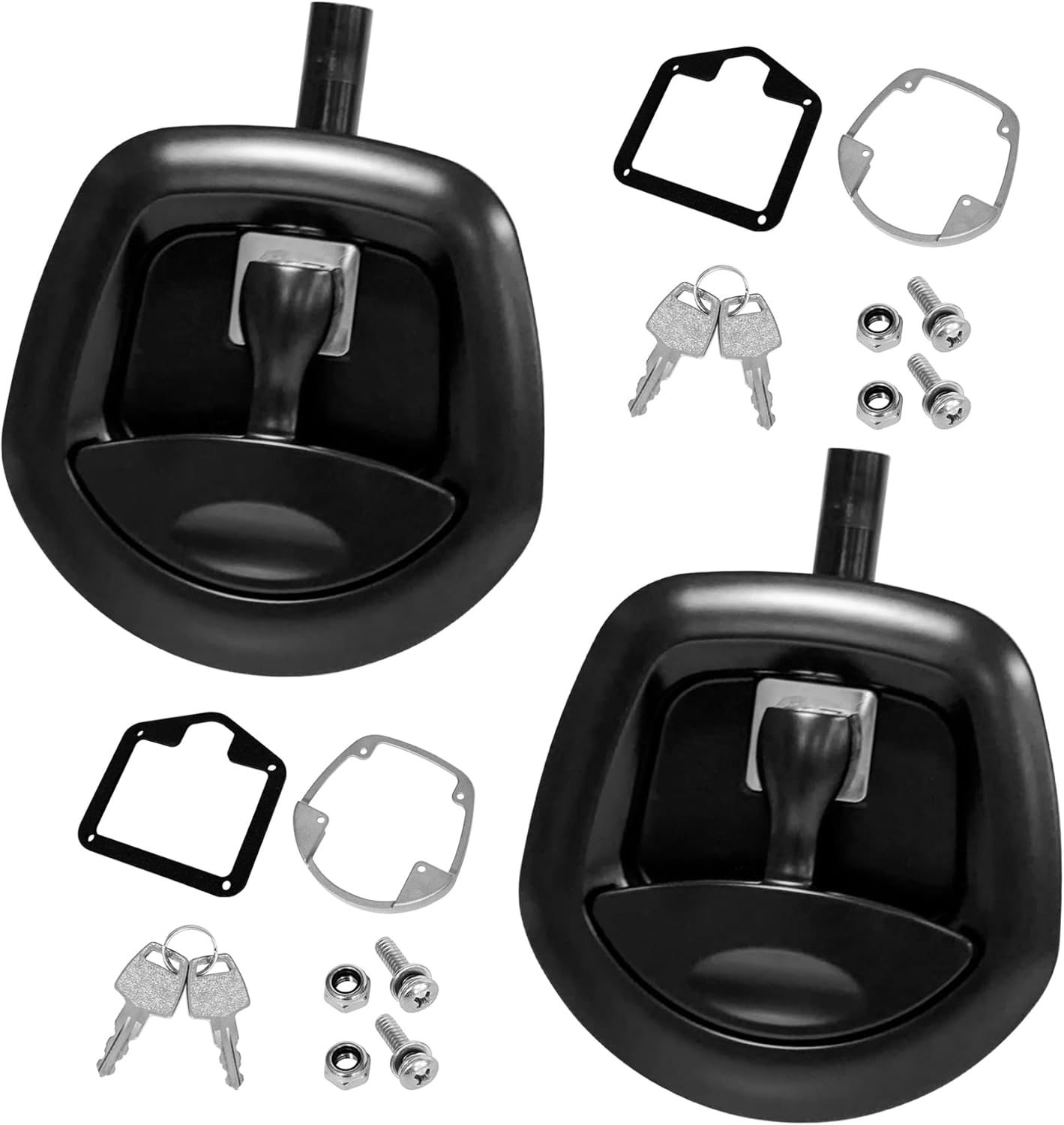 2Pcs Compression Whale Tail Lock Truck Tool Box Whales Tails Latch Toolbox Paddle Lever Fishtail Locks with Gasket and Keys Suitable for Truck RVs UTV Patrol Car Trailer Box Black