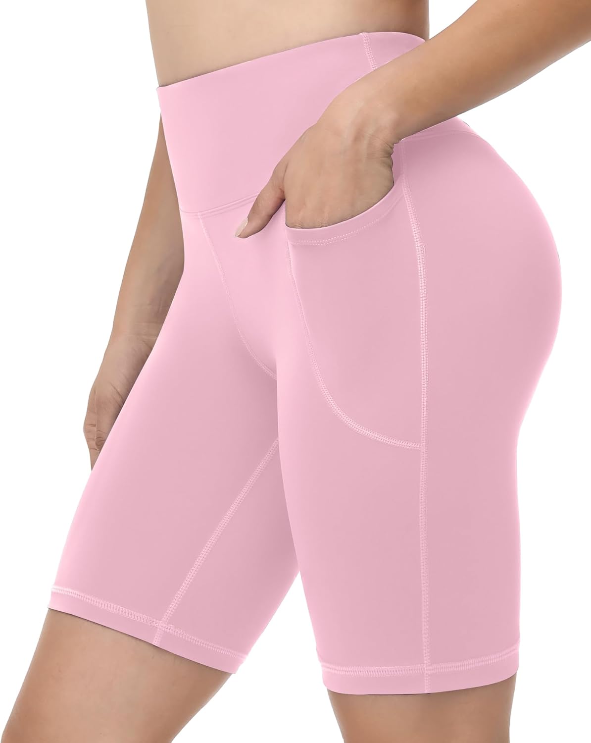 Runhit Biker Shorts Women with Pockets – 8”/5”/3” High Waisted Yoga Workout Gym Spandex Tummy Control Shorts