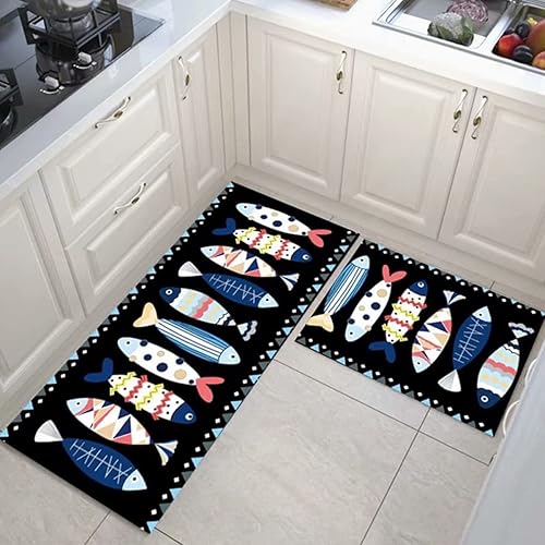 Miniatura 3 de Alfombras de cocina coloridas para piso, alfombras de cocina antideslizantes, juego de tapetes de cocina de granja, alfombras y tapetes de cocina,