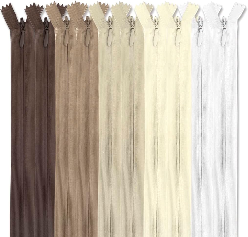 MARARDI [Pack 10] Invisible Zippers [Nude] Nylon [30 cm] Sewing and