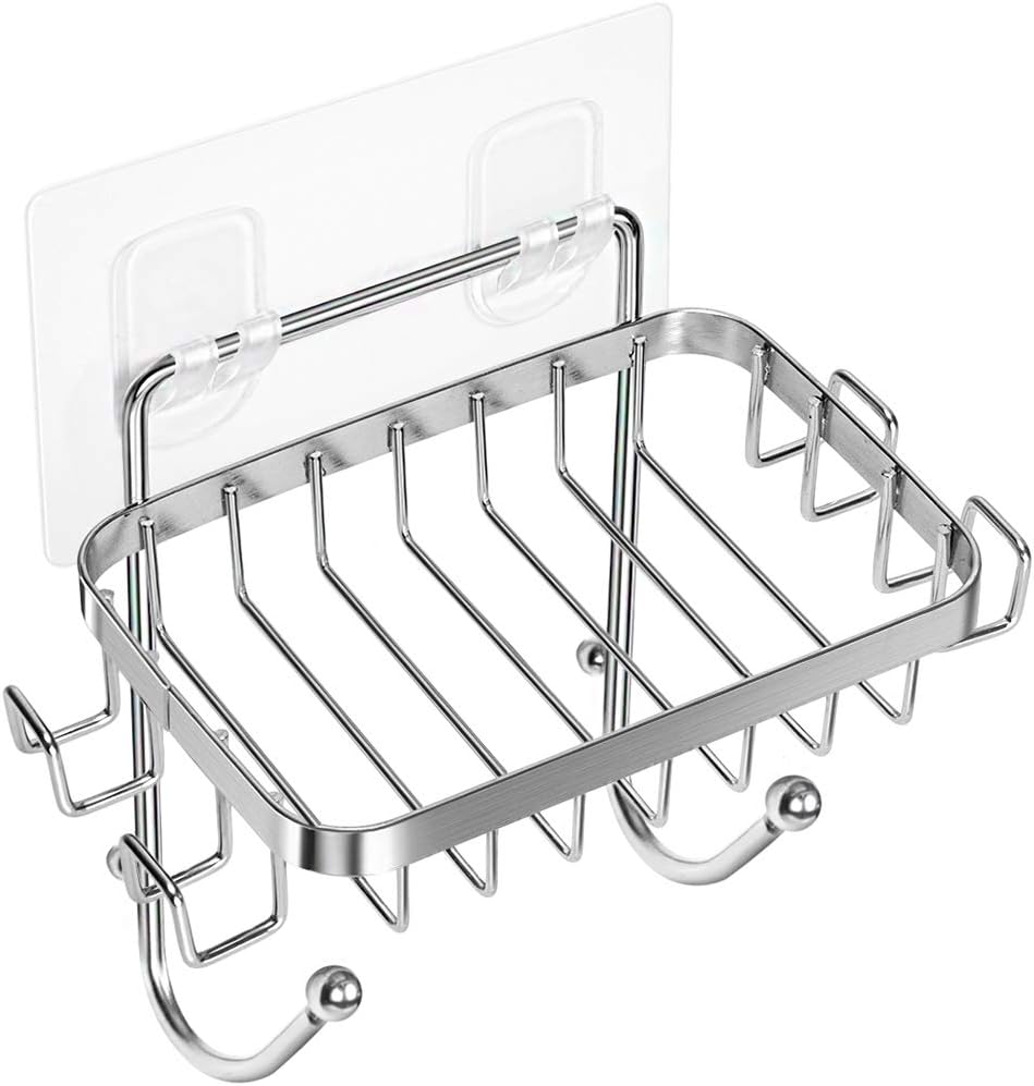 Amazon.com: ODesign Soap Dish Holder with 6 Hooks Loofah Bath Sponge ...