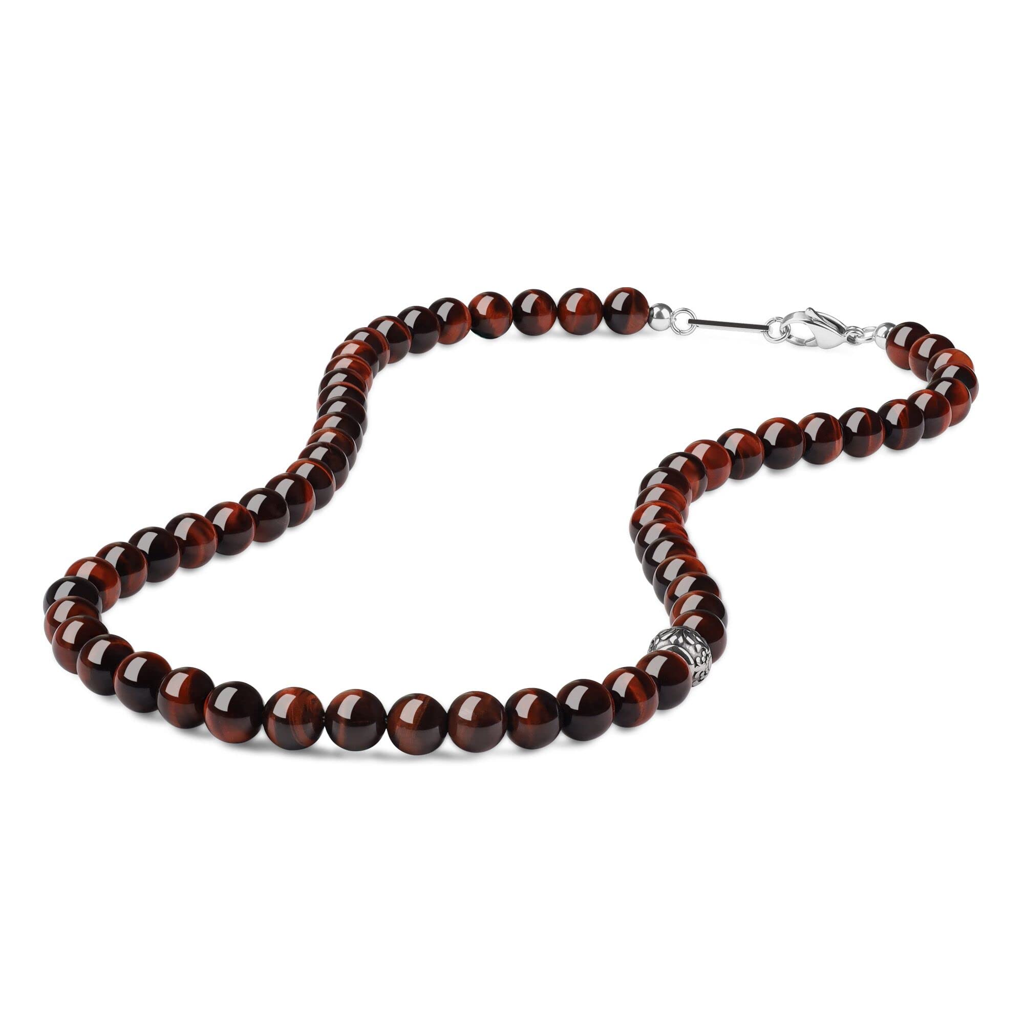 GAVU Collar para Hombre con Piedras Naturales y Amuleto Fleur de Lis, Collar de Cuentas para Hombre