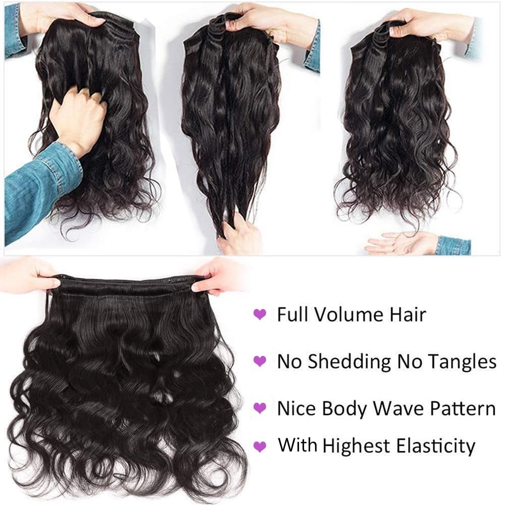 Human Hair Bundles 24 26 28 Inch Body Wave 100% Unprocessed Brazilian Virgin Hair 3 Bundles Human Hair Extensions Quick Weave Natural Black - Image 3