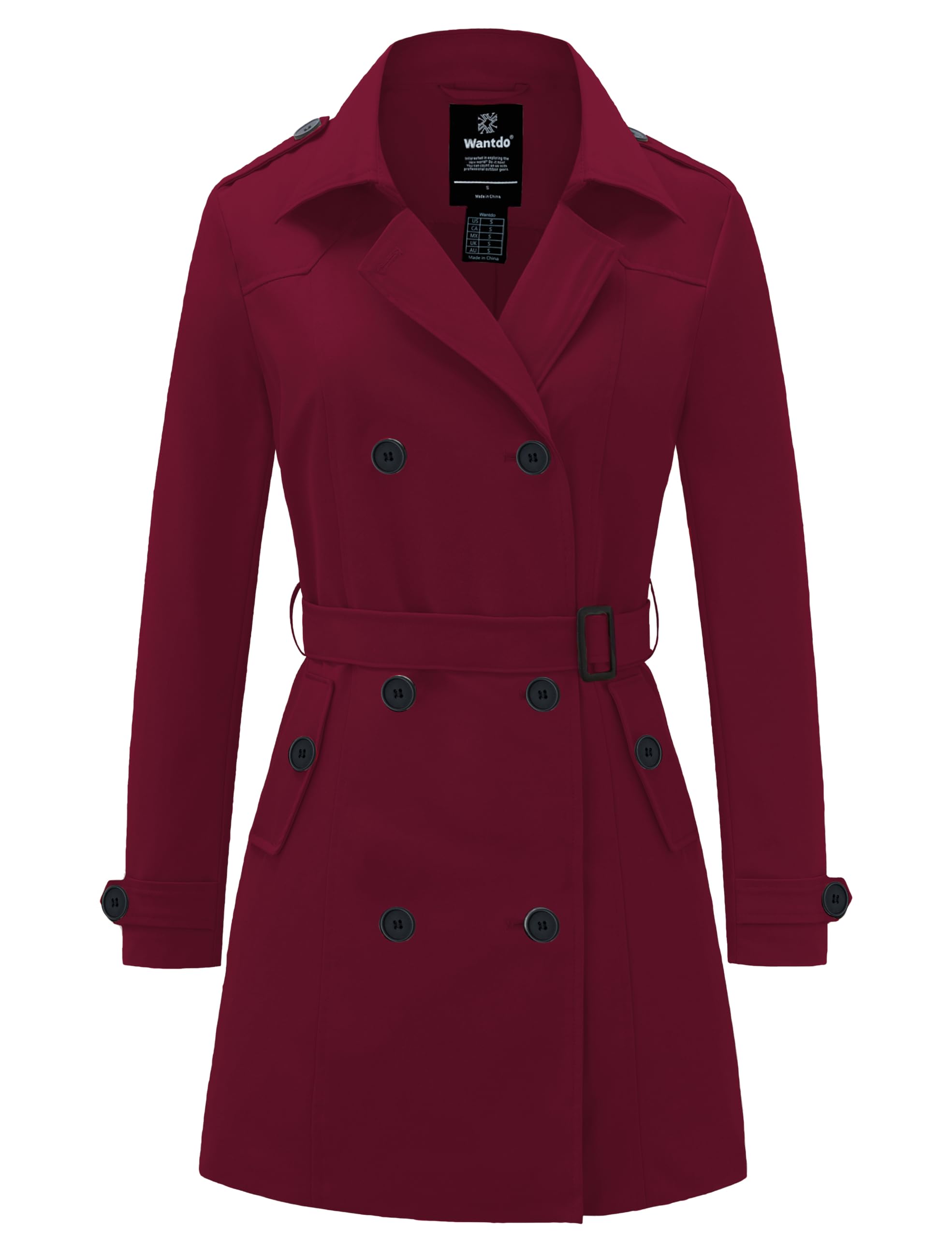 Women's Trench Coat Classic Lapel Outerwear with Belt