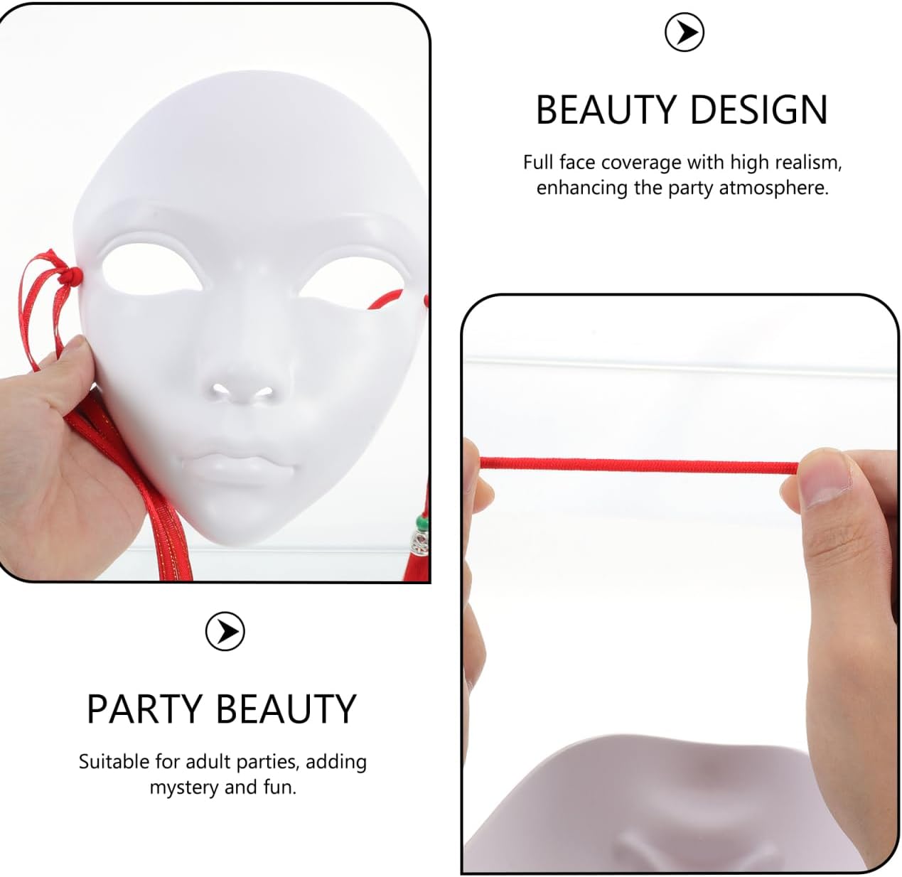 Abaodam Full Face White Masquerade Mask Blank for Diy Painting and Crafting Cosplay Party Mask for Festivals and Decorations 7.28X6.3X2.76 Inches