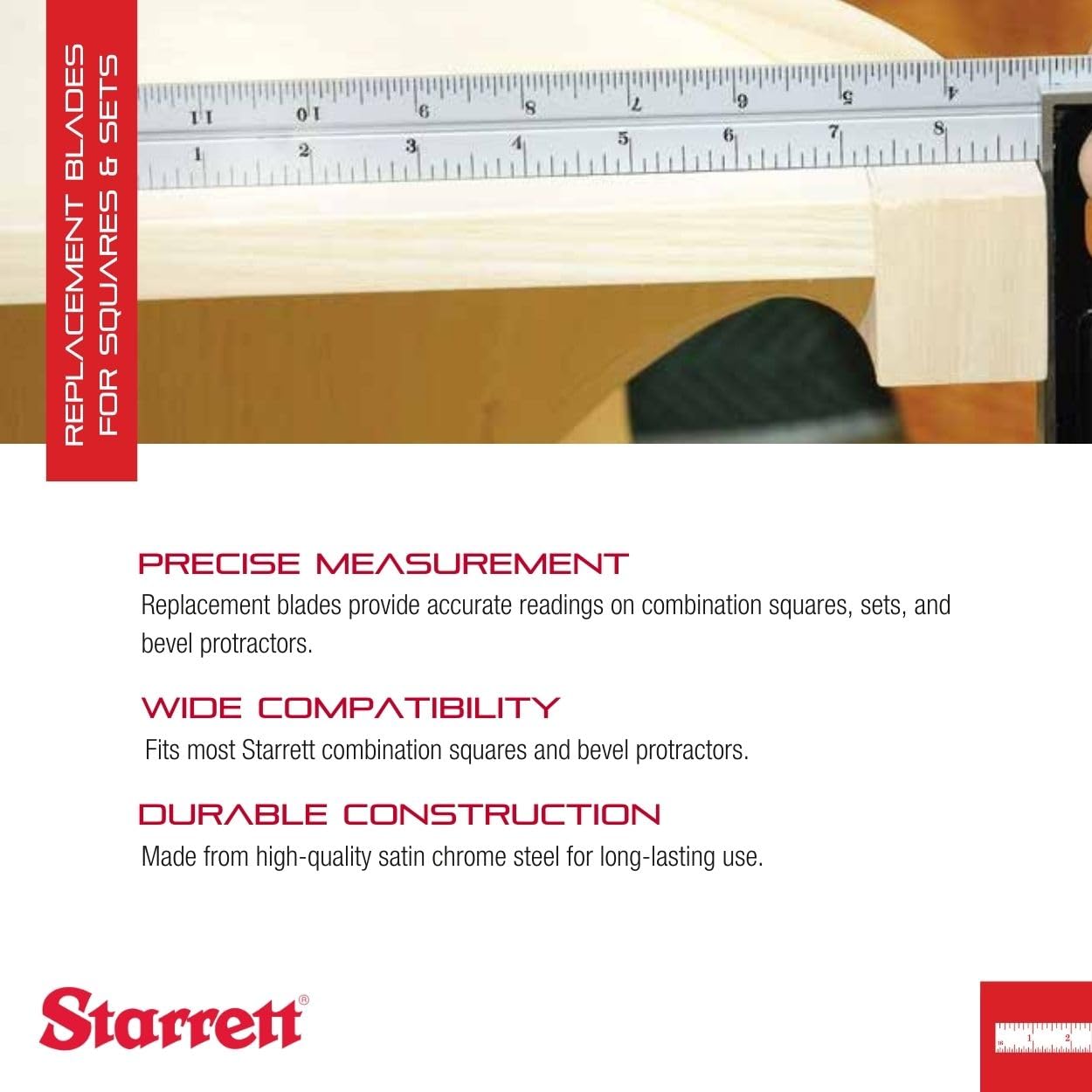 Starrett CB36–4R kątownik łączony ze skalą w calach, zestawy skośne i kątowe, wykończenie satynowe chromowane, 4R z stopniowaniem 2,5 cm, szerokość, 3/81,3 cm grubości, rozmiar 91,4 cm