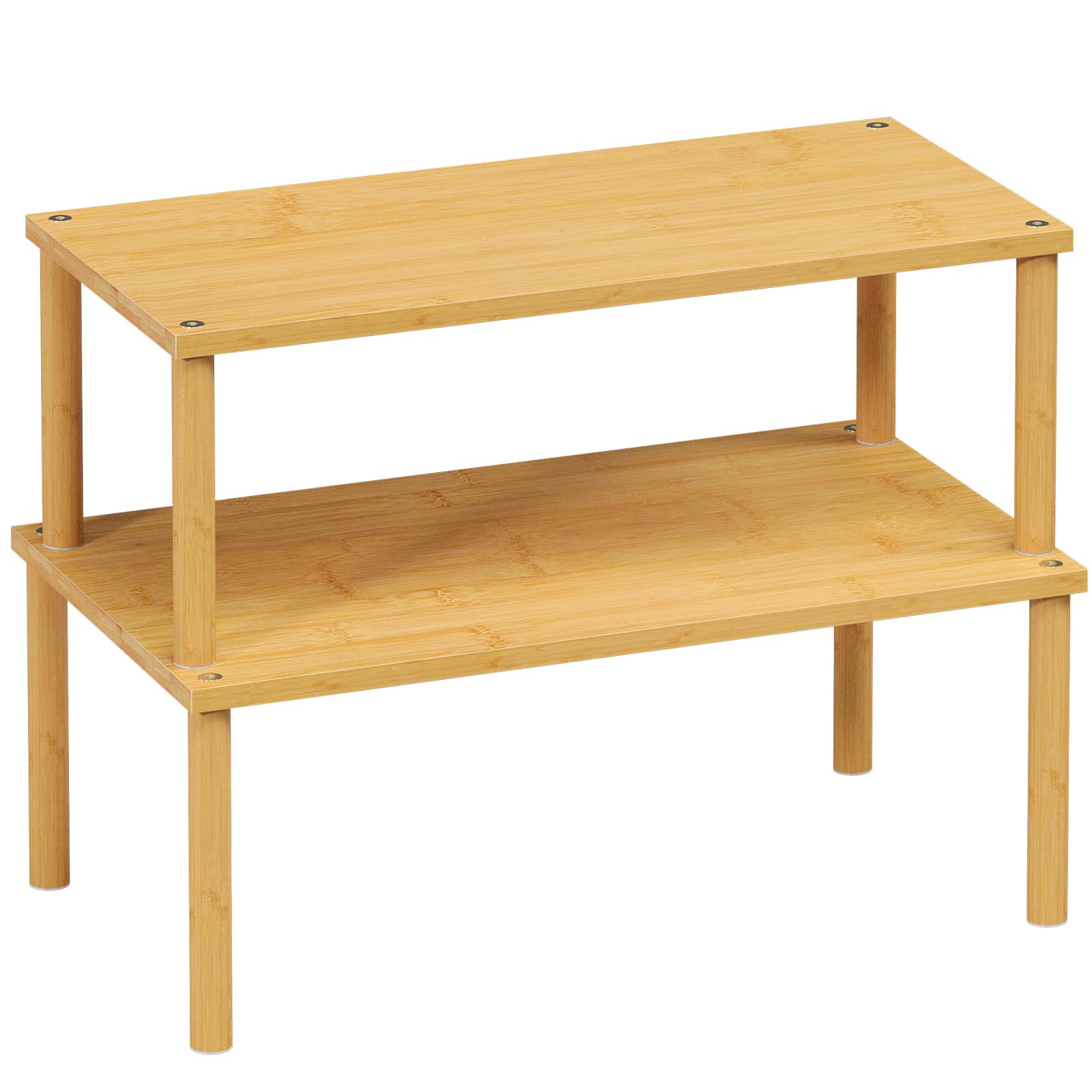Fibogollo Grain Cabinet Organizer Shelf,Set Of 2 Kitchen Counter Shelves,Bamboo Stackable Expandable Spice Rack Countertop(Large)