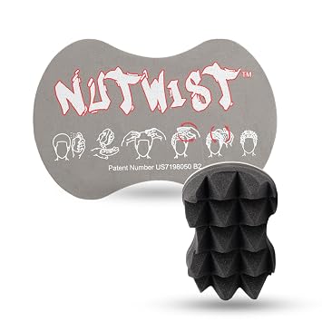 Hair Sponge for Black Men & Women, Hair Twisting Sponge, Barber Curling Care Tool, Brushes for Curling Afro Style Dreads, Curls, Coils & Twists, Curl Sponge Brush with Convoluted Holes, Grey