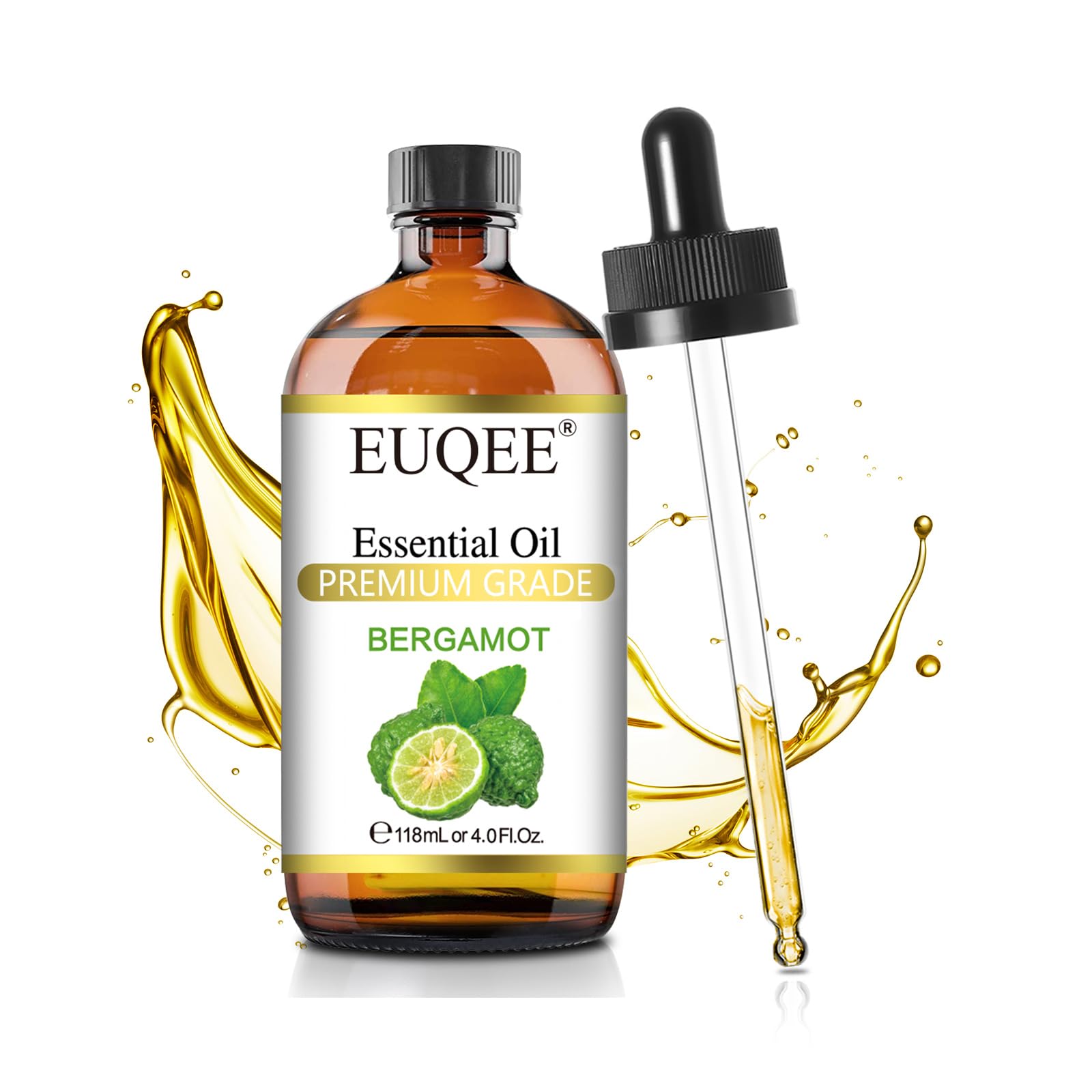 Bergamot Essential Oil 118ml Pure Bergamot Oil for Aromatherapy, Diffuser, Sopa Candle Making, Large Bottle with Gift Box -4 fl.oz