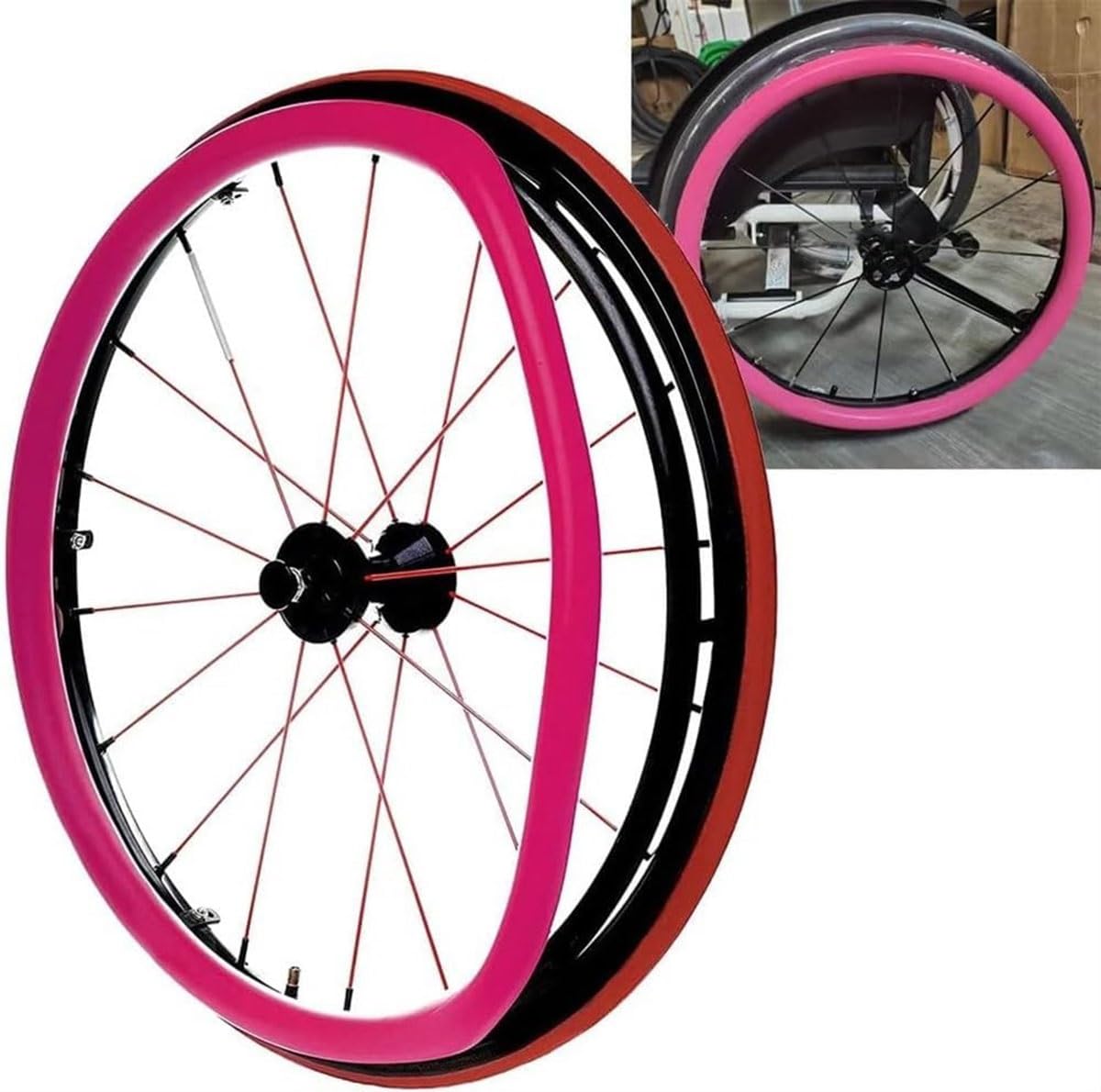 61 cm (24 Zoll) Radstuhl-Hinterradabdeckung, Silikon-Schutzhülle, rutschfeste Hand-Push-Felgenabdeckungen verbessern Griffigkeit und Traktion, verschleißfest, 1 Paar