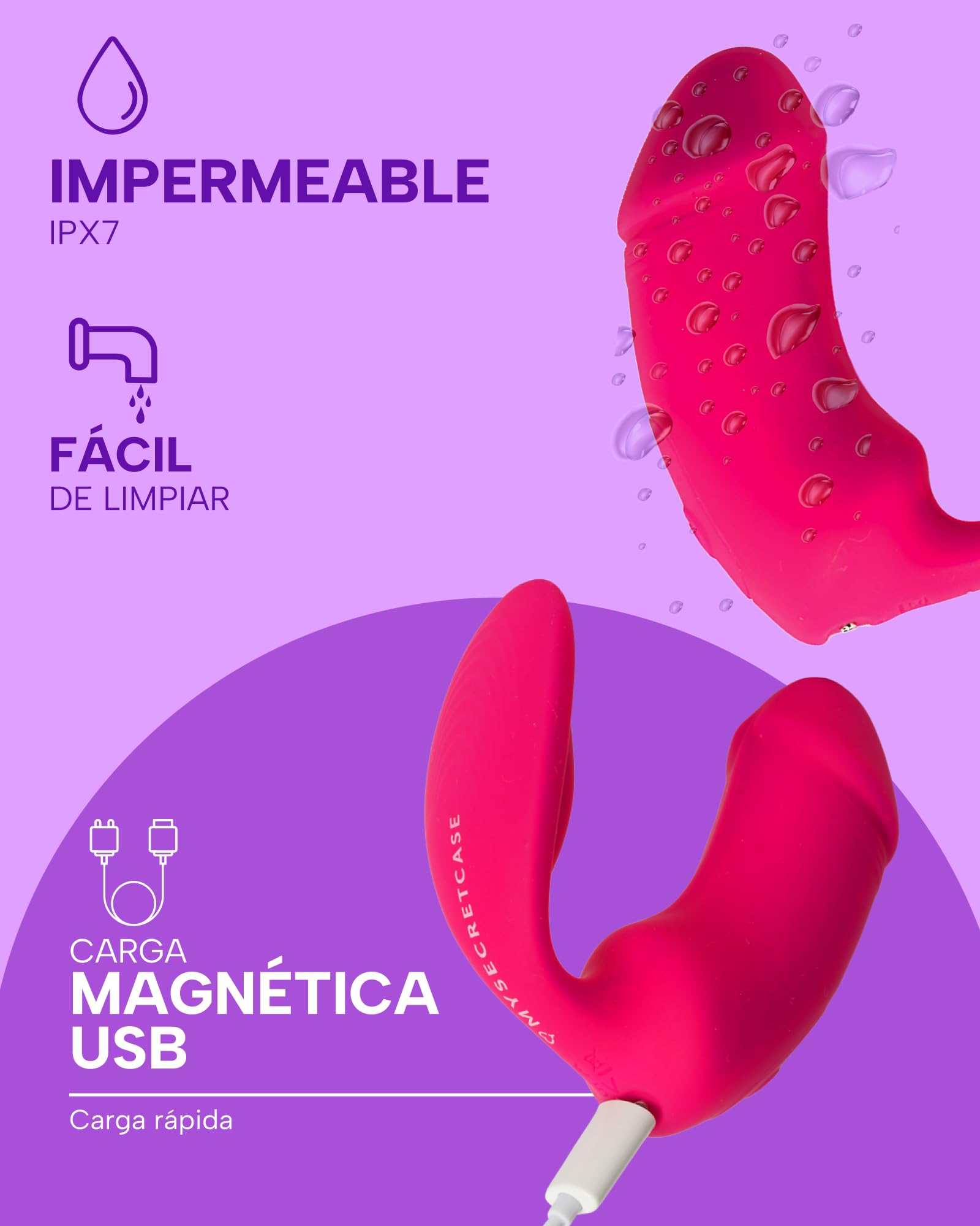 MySecretCase Consoladores.. Para Mujer con Vibración 9 Modos con Doble Estimulación Vibradorador Clítoris y Vaginal Vibrador Mando Distancia Juguetes Sensuales Pareja Vibradores Consoladores
