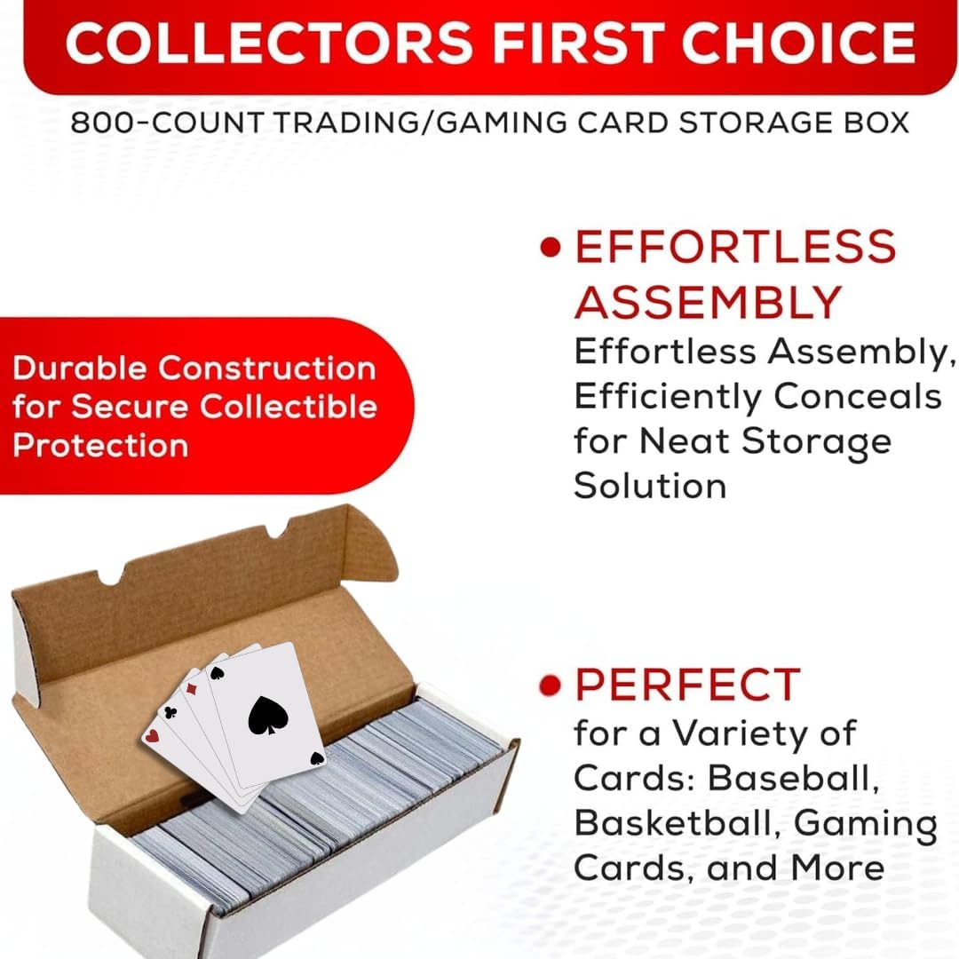 Collector's First Pick (3) Premium 800 Count Storage Box Trading Card Storage Box Cardboard Perfect Baseball Card Storage Box - MADE IN THE USA