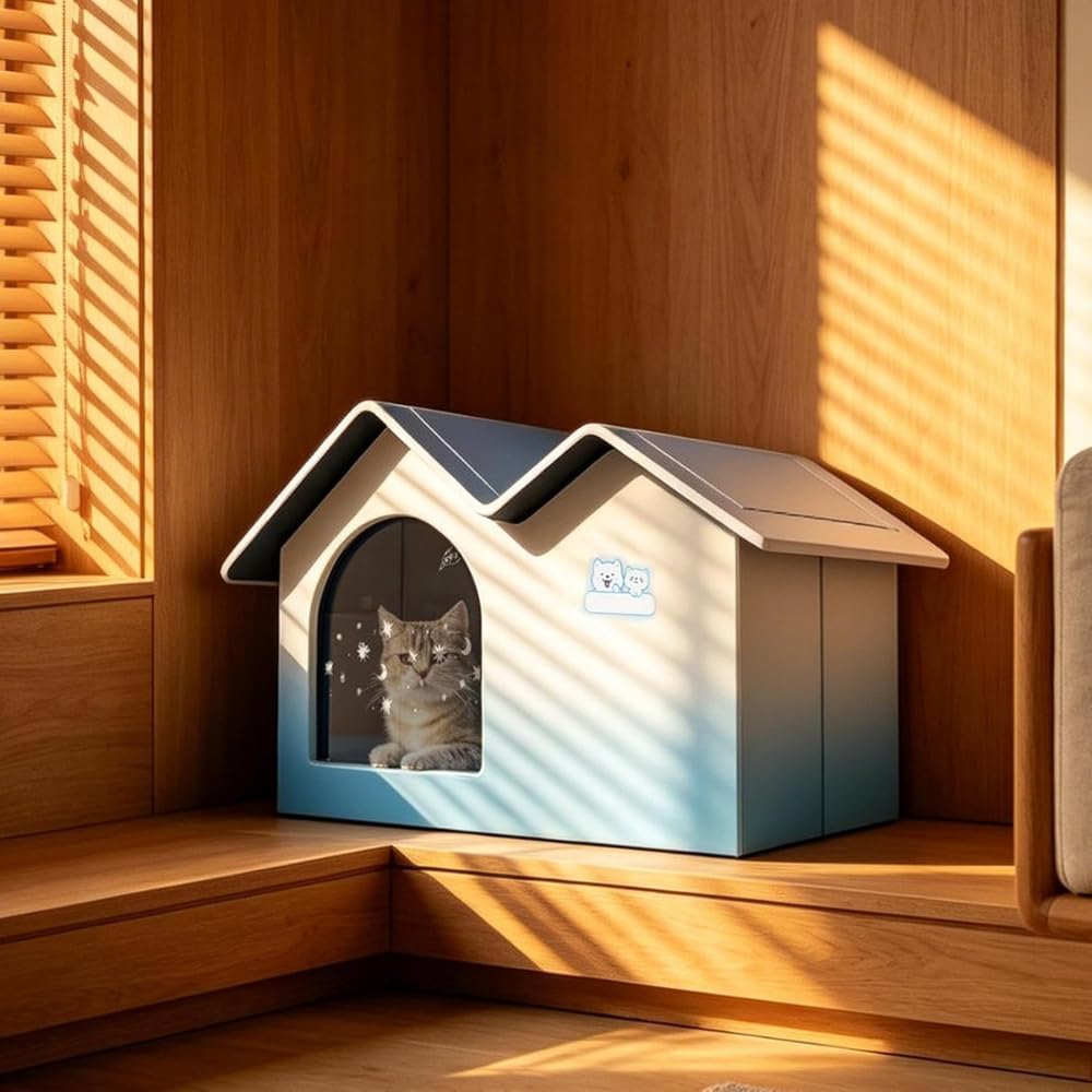 Casetta Refrigerante Per Gatti, Letto Con Cuscinetto Riscaldato e Ventilatore, Cuccia Isolata Con Aria Condizionata Per Cani e Gatti