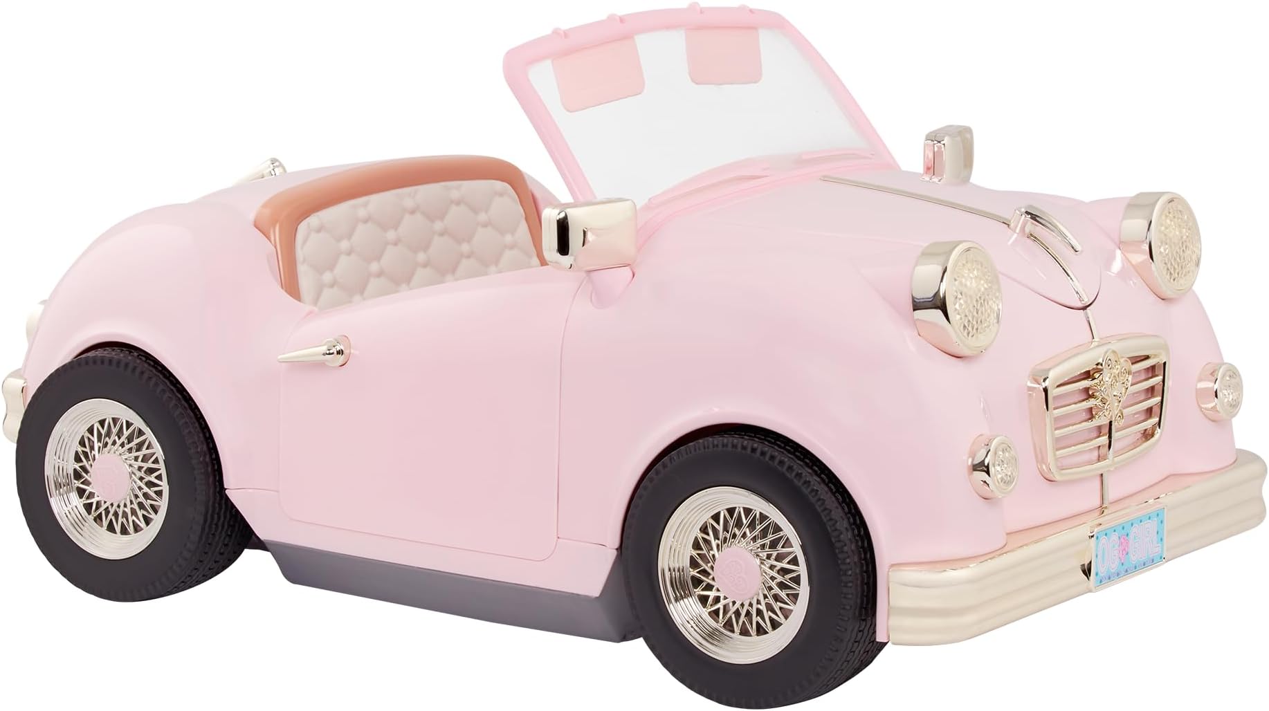 Our Generation – 18-inch Doll Accessories – Pink Doll Car – Toy Vehicle with Radio, Lights & Sounds – Pretend Play 3+ Years– in The Driver's Seat Convertible Cruiser