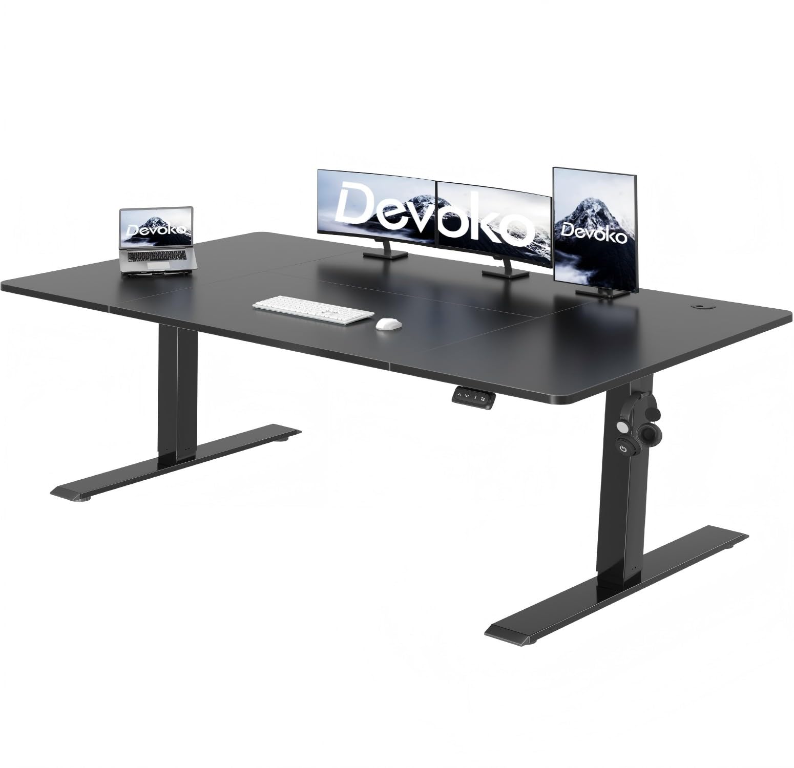 Devoko Electric Standing Desk 180x80 cm, Height Adjustable Desk Ergonomic Stand up Desk with 2 Memory Preset, Black