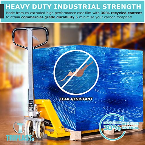 Image of Triplast 400 mm x 250 m Extended Core Pallet Stretch Shrink Wrap - Blue Tint (Pack of 12)