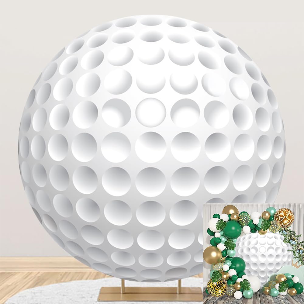 Leyiyi 6.5x6.5ft Golf Birthday Party Round Backdrop Cover Outdoor Sports Theme Photography Background Circle Backdrop Cover for Golf Sports Themed