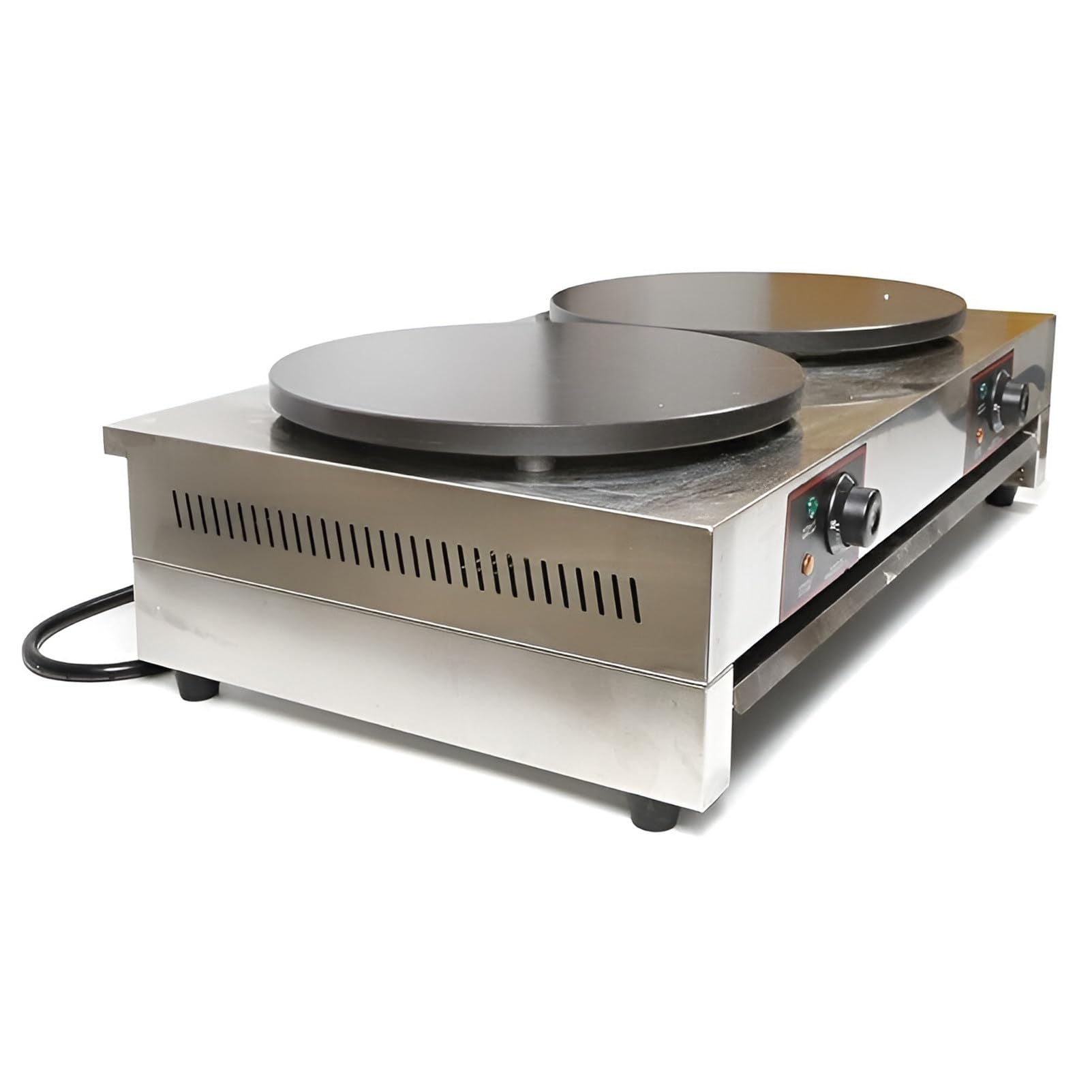 Plancha para hacer crepes, máquina para hacer panqueques de 15,7 "comercial Singel/doble cabezal eléctrico para hacer crepes, máquina para hornear panqueques, viene con herramienta aplicadora DE-2
