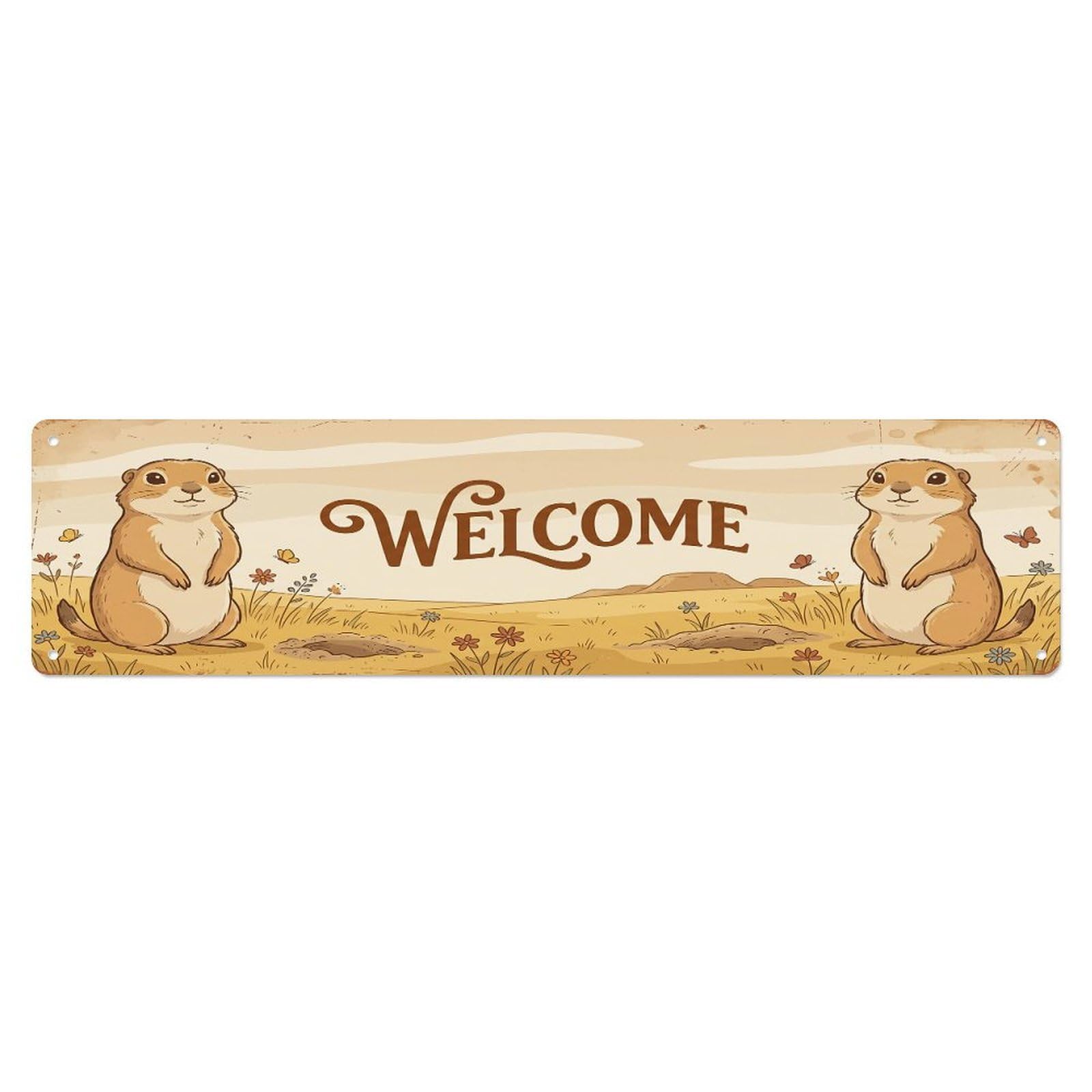 Cxhjca 4X16inch(10X40cm) Vintage Welcome Prairie Dog Colony Metal Tin Sign