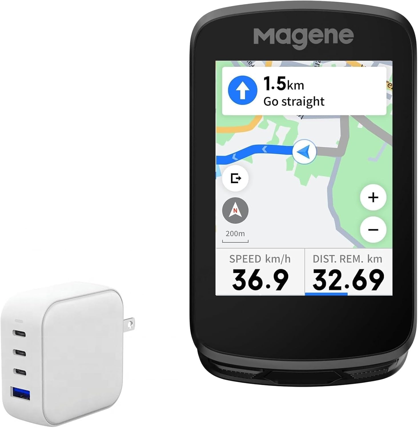 BoxWave Charger Compatible with Magene C506 GPS (2.4 in) - PD miniCube (100W), 100W 3 PD Port Wall Charger International - Winter White