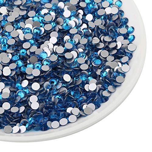 Image of Beadsland Flat Back Crystal Rhinestones, Capri Blue, SS20, 2880pcs | Flatback Glass Gems, 4.6-4.8mm, for Nail Art Craft, Glue Fix