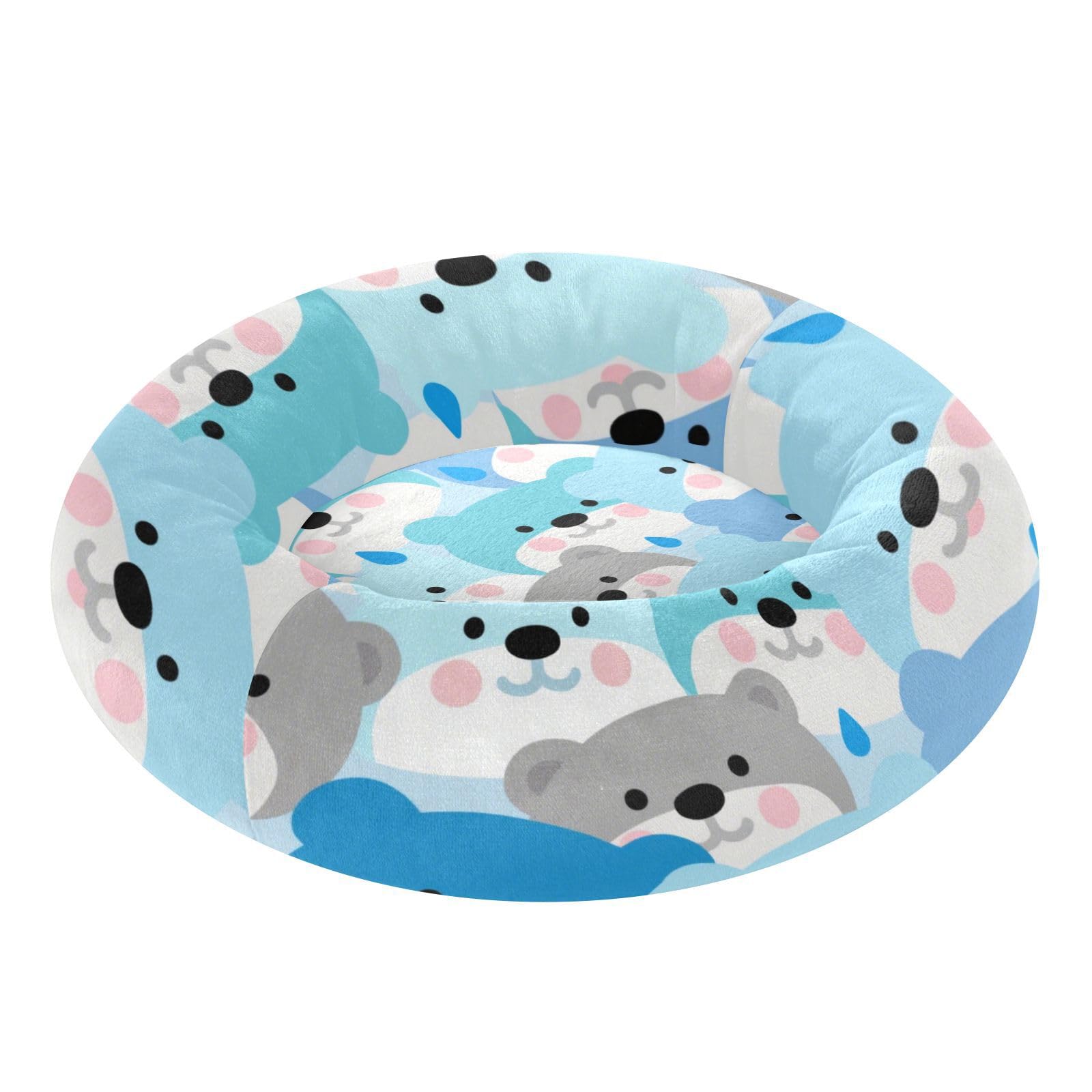 Lit pour chien et chat beignet bleu M pour calmer l'anxiété de l'animal