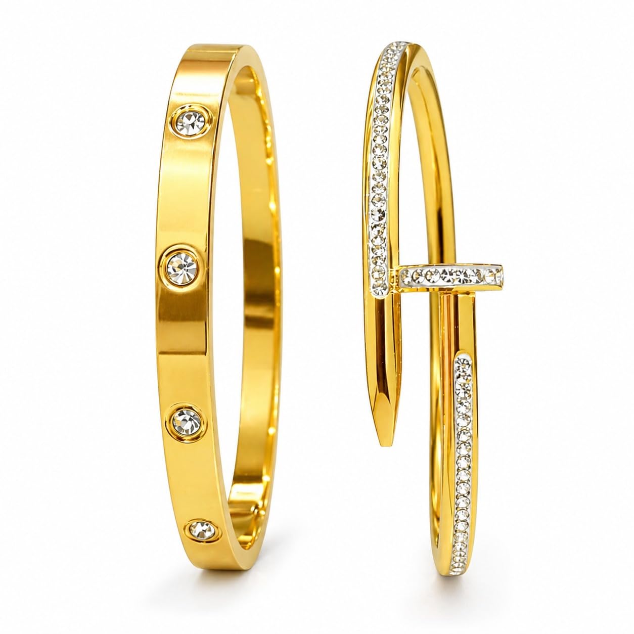 bracelet for women Bangles for women Stylish Bracelet for girls gold Kada for Woman Accessories Anti Tarnish Jewellery Stainless Steel Valentine gifts Combo 2 pcs girlfriend lovers 931