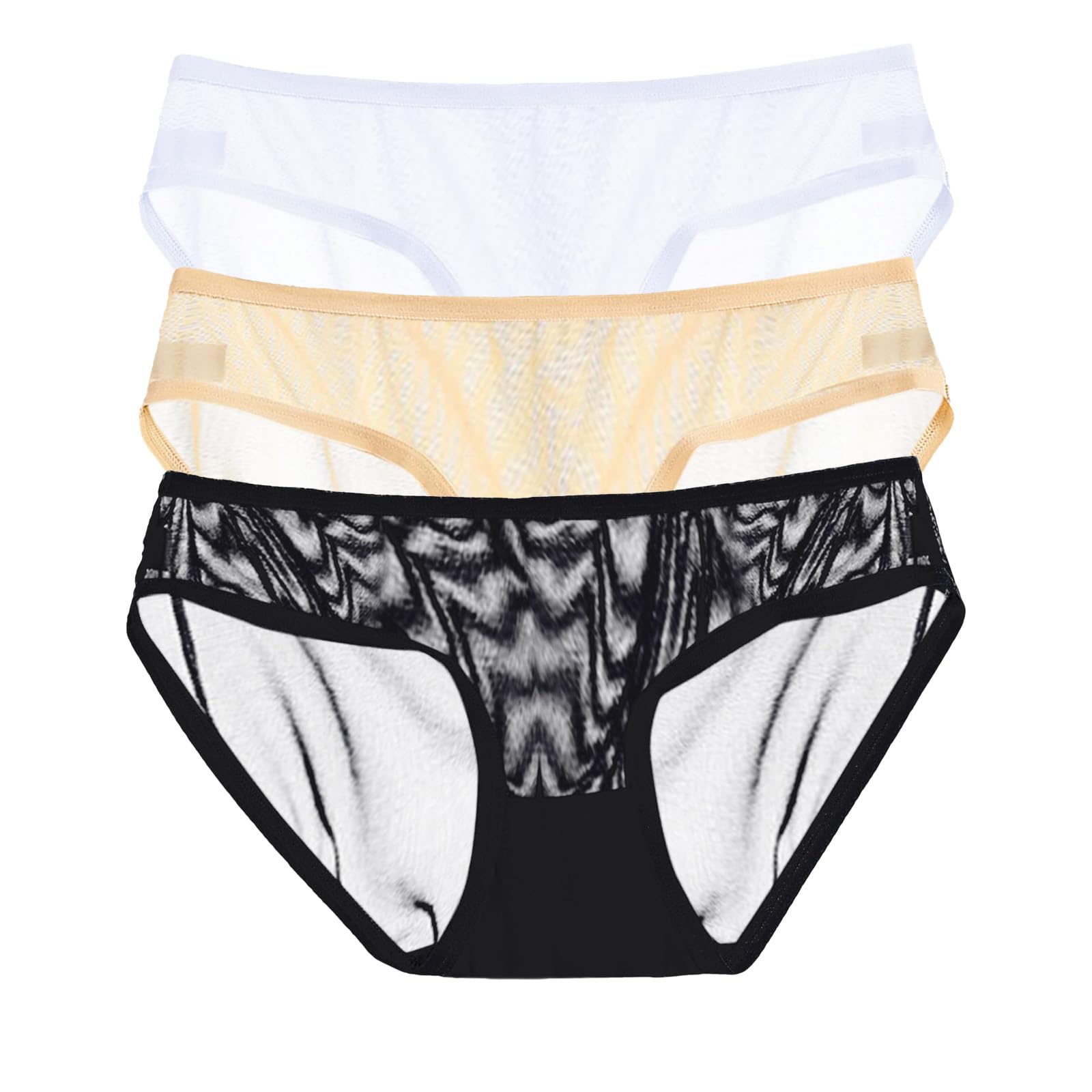 Sexy Panties for Women, Womens See Through Panties Low Waist Sheer Mesh Briefs Cute Seamless Panty 3 Pack