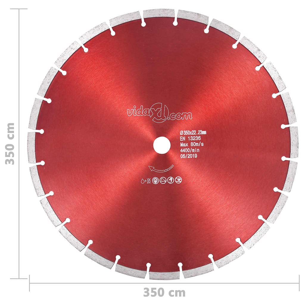 Disco de corte de diamante de 350 mm para acero, hormigón, granito y ladrillo – Hoja de sierra de diamante profesional para amoladora angular y cortadora