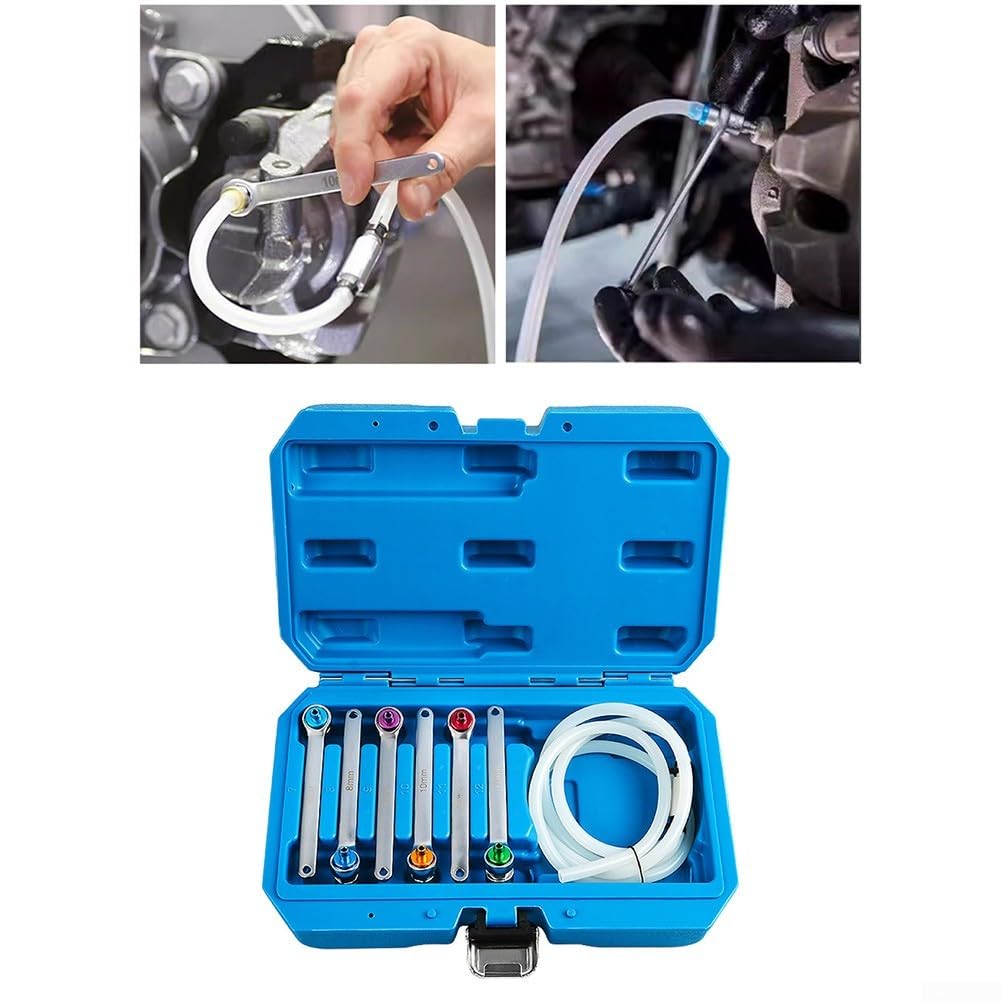 Bremsenentlüftungsschlüssel, Bremssattel-Entlüftungsschraube, Steckschlüssel-Set, Ölablassventilschlüssel, Werkzeug für Auto-Bremsendienst (7-teiliges Set)