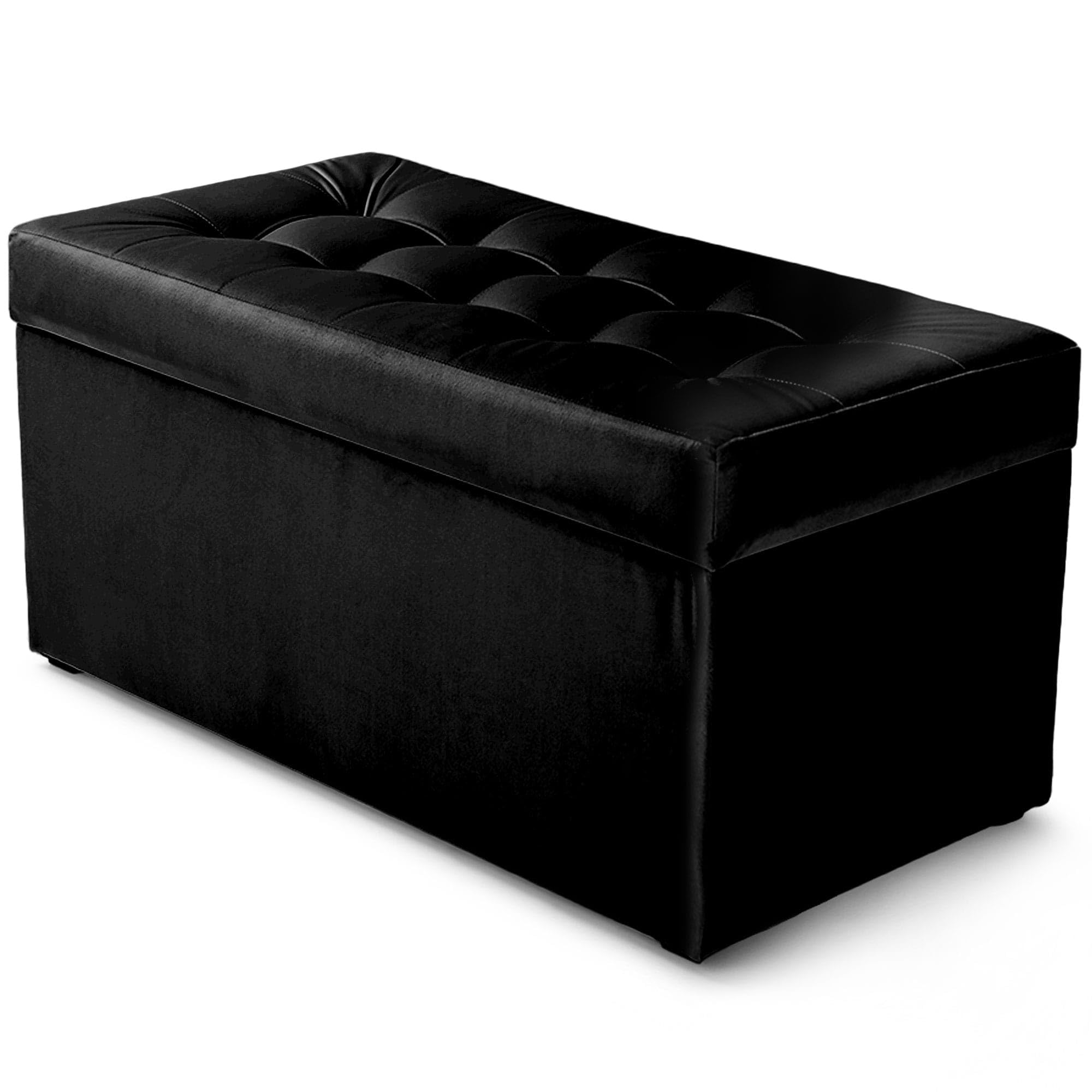 MG Design Pouf Coffre 45 × 90 cm Noir – Rangement 100 L, Charge 300 kg, Surface Douce, Entretien Facile – pour Salon, Chambre, entrée