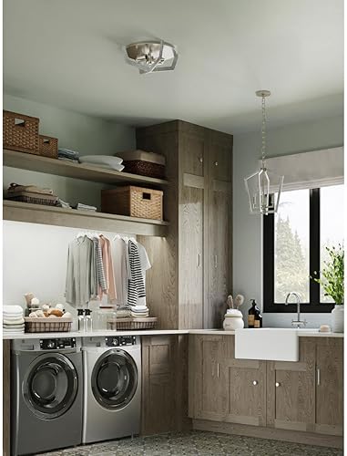 Miniatura 2 de Progress Lighting P350224-009 Galloway Collection - 2 luces de estilo rústico moderno de montaje empotrado, níquel cepillado con detalles de roble