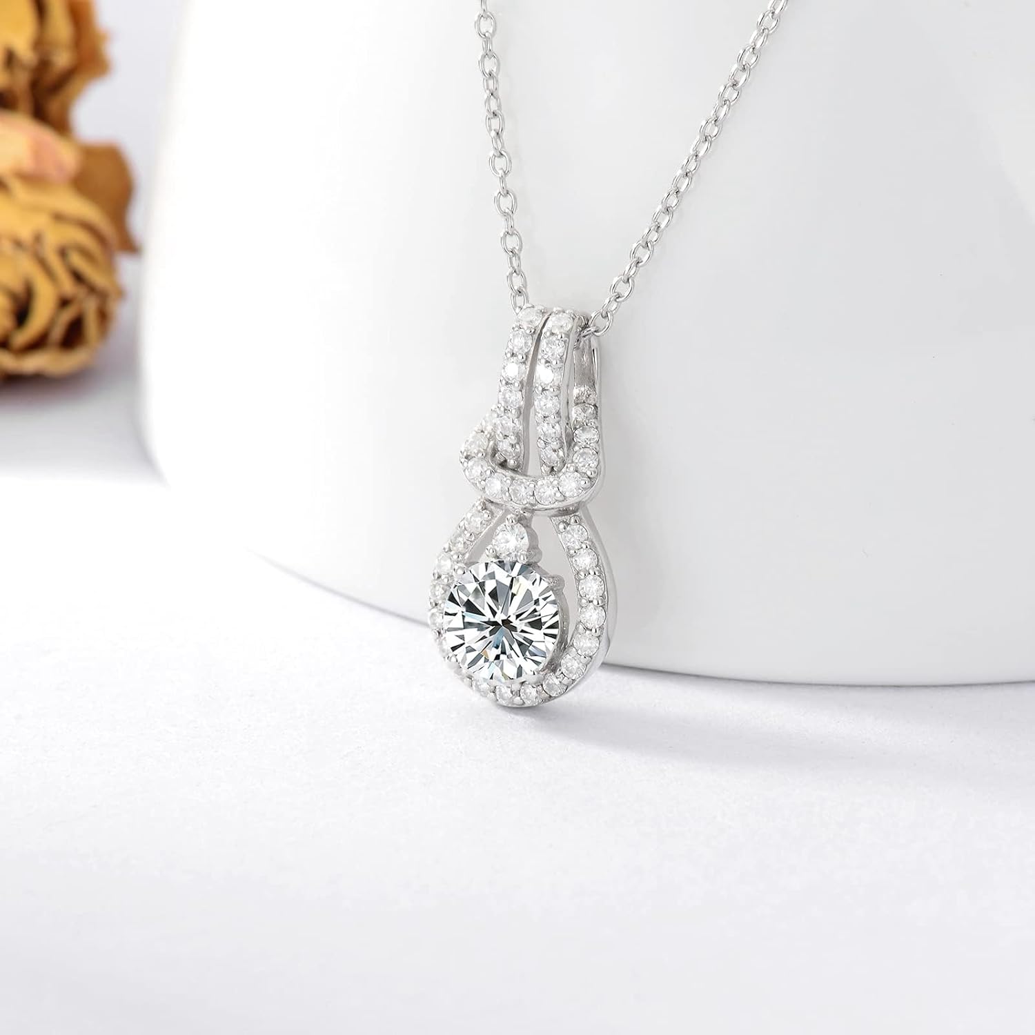 Aihpos Multistyle Moissanite Necklaces for Women Platinum Plated Silver Moissanite Pendant Necklace, 18''-20'' - Image 3