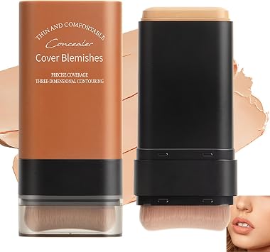 Foundation Stick With Concealer And Brush, Shade 02 Natural Beige, 1-Pack
