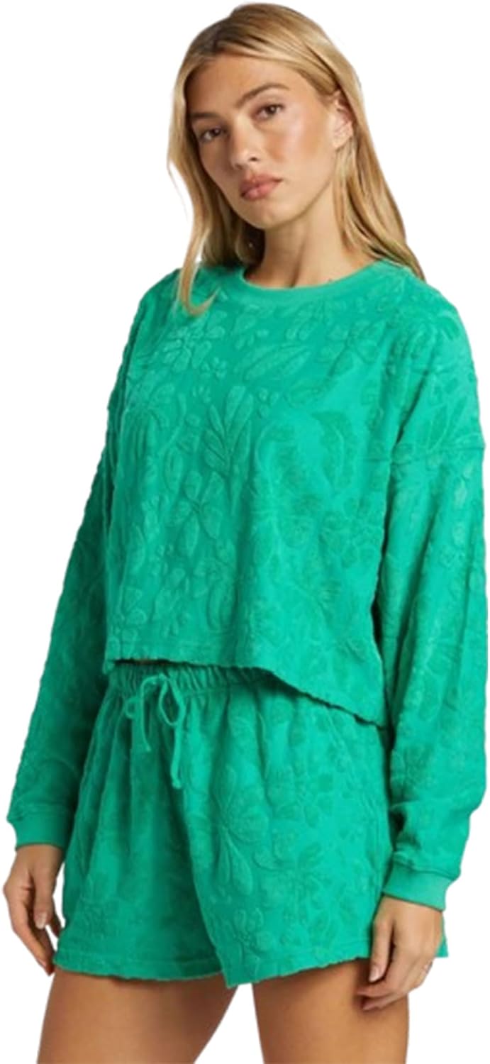 Billabong Loosen Up Crew Neck Sweatshirt - Womens Long Sleeve Sweatshirt Casual Crewneck Loose Sweatshirt