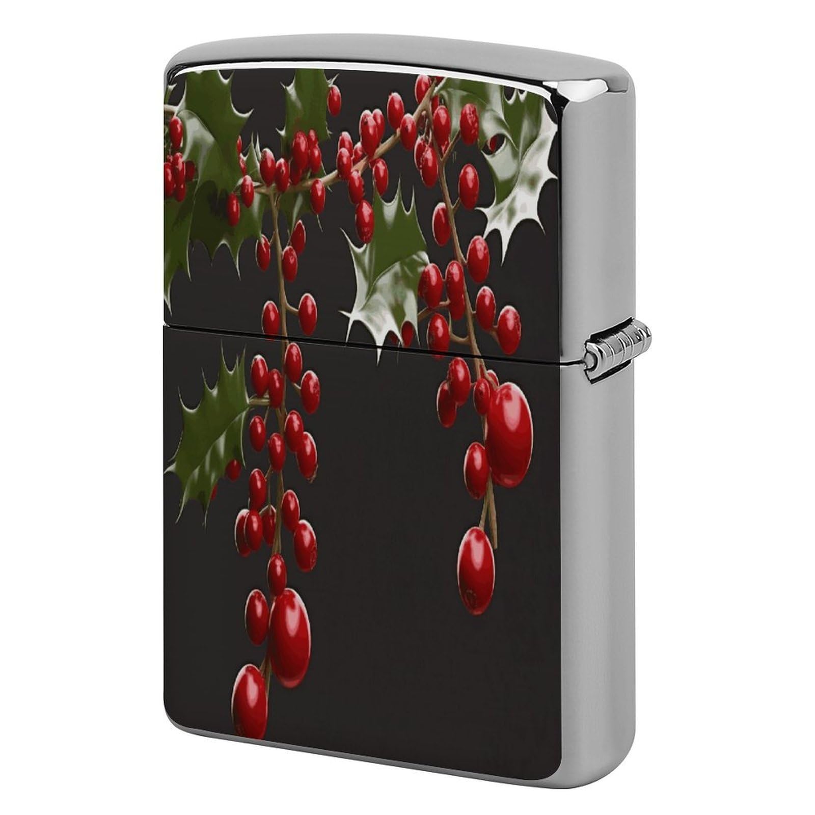Btcowzrv Style Holly Berry Branches Metal Lighter Case Sleeve Cover Holder