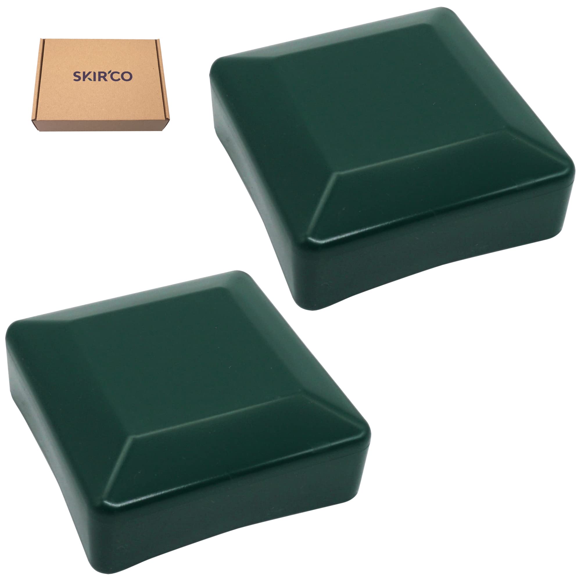 SKIR'CO (2 pcs) Fence Post Caps, Square 100 x 100 mm Green Plastic Caps for Fence Posts Moss Green RAL 6005 Colour - Image 2