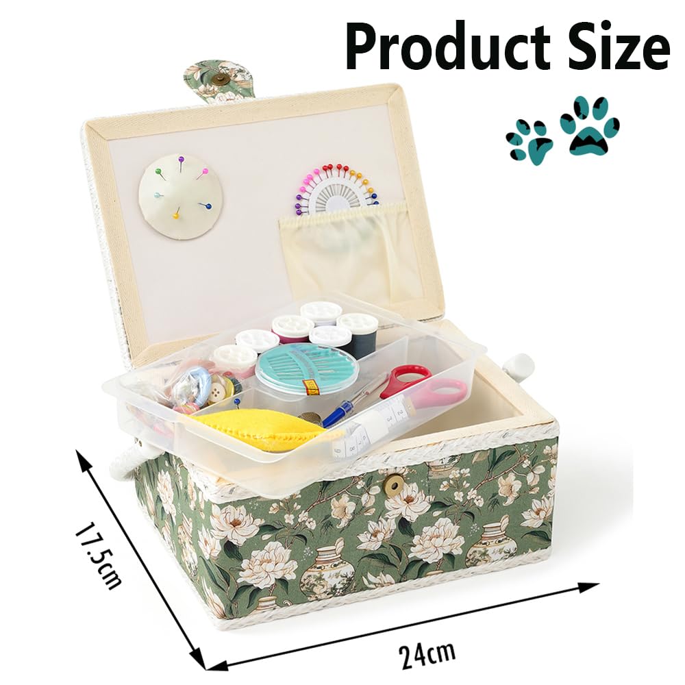 Adolfo Design Wooden Sewing Box Organizer for Sewing Supplies,Sewing Crafting Hobby...