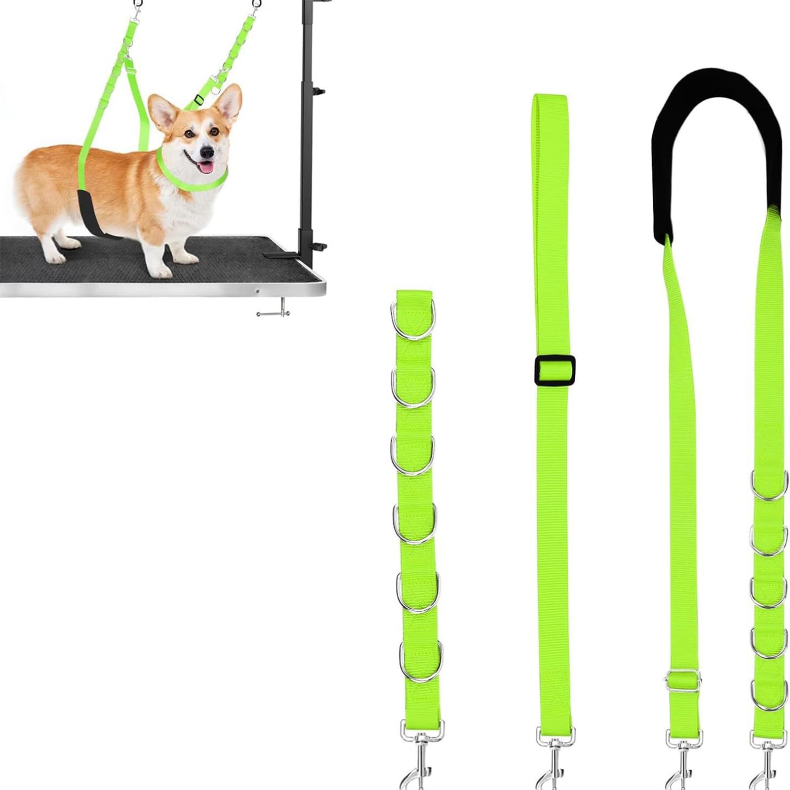 Yuelulala Dog Grooming Belly Strap Adjustable Grooming Restraint Loop Pet Neck Haunch Holder Dog Grooming Extension Grooming Table Arm Accessories for Small Medium Dog Adjustable Table Rope (A110-1）