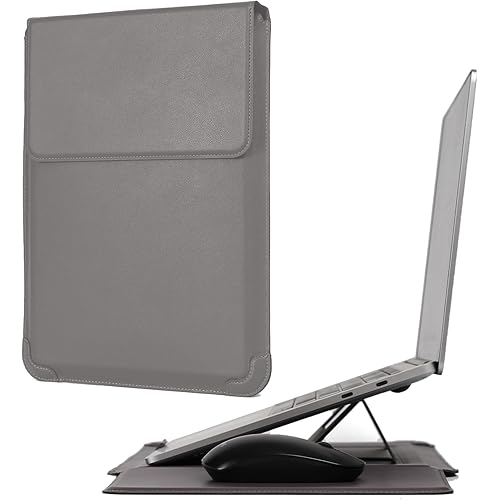 Laptop Sleeve Case with Stand and Mouse Pad 15-16 Inch Laptop Case Chromebook Sleeve Leather Protective Cover for MacBook Pro/Air Dell HP Lenovo ThinkPad Samsung Asus Acer LG Laptops