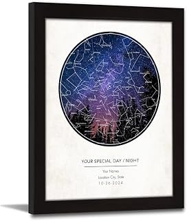 Custom Your Night Sky | Precise Stars & Constellations | Premium Poster or Framed Canvas Wall Art | Romantic Gift for Her, Wife, Couples | Wedding, Anniversary, Valentine’s Day or New Baby | Personal Prints | Forest 20”x30”