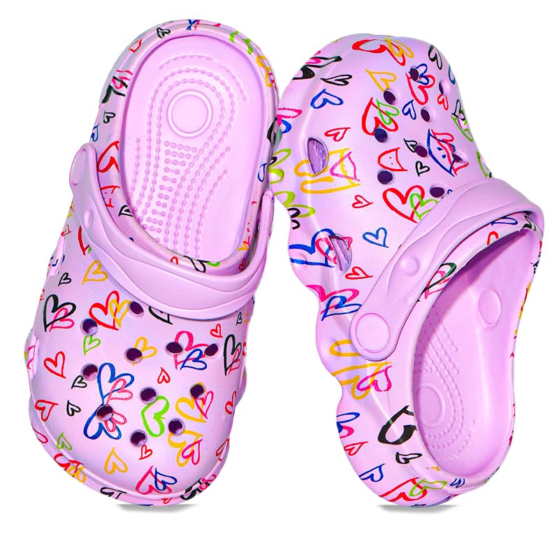 Image of Toddler Clogs for Girls Lightweight Kid Garden Clogs Breathable Slip-on Slides Sandals Slippers Children's Beach Water Shoes (aixin zi, 25)