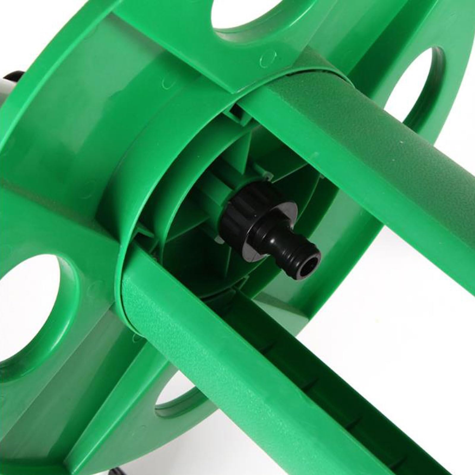 Soporte para manguera de agua resistente, carrito para carrete de manguera de jardín con guía de manguera integrada, soporte móvil con ruedas, capacidad para manguera de 50 m (164 pies) y 1/2", cons