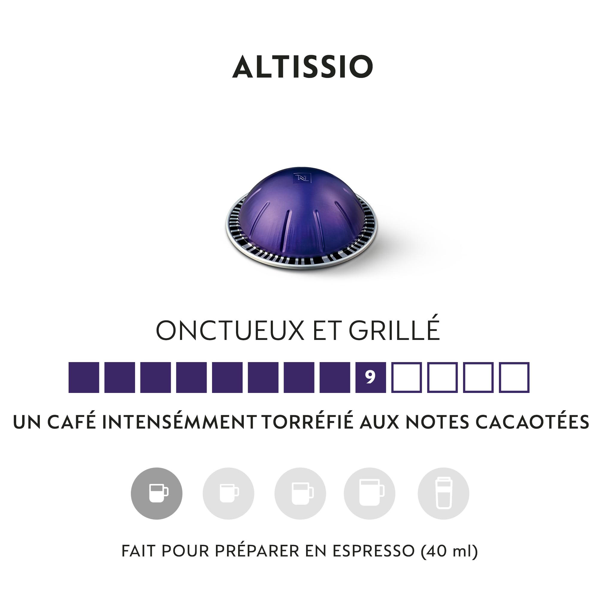 Nespresso Vertuo - Altissio - pack 90 capsules - intensité 9