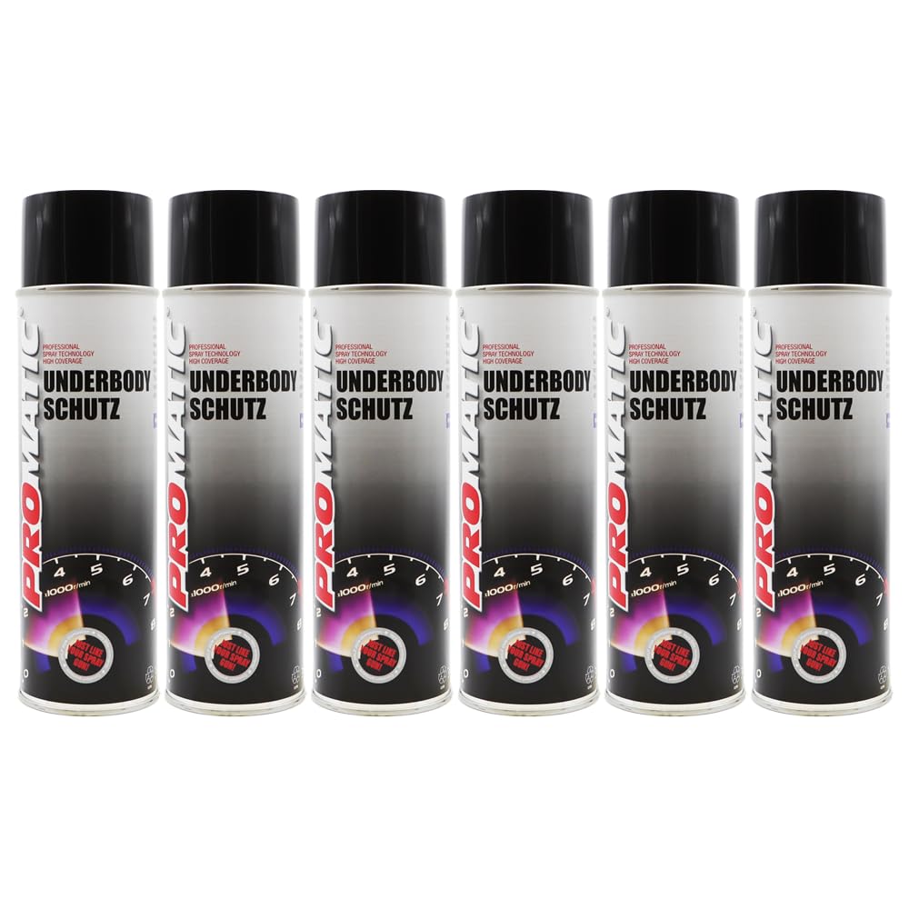 PROTOUCH 6x Promatic Underbody Schutz Seal Rust Protection Aerosol, 500ml, Bitumen Based Coating for Long-Term Gravel Protection