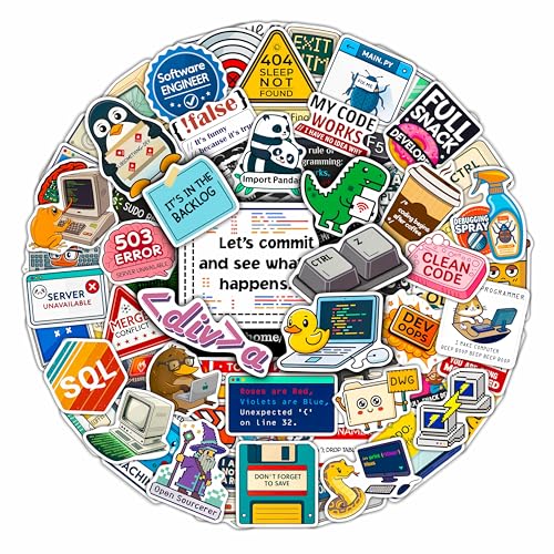 100Pcs Programming Stickers for Laptop, Water Bottles - Coding, Developer, Geeky Stickers Vinyl -...