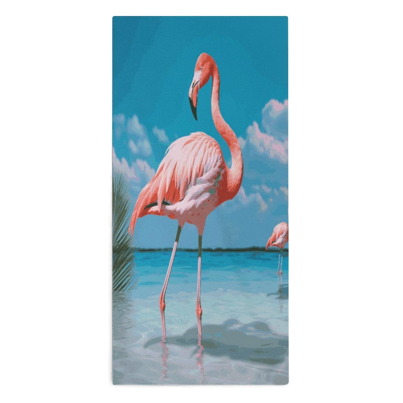 Fodpand Style Flamingo In Water Microfiber Towels, Decorative Bath Towel Soft & Lightweight, Hand Towels Multipurpose Use For Bathroom, Pool, Gym, Spa, And Hotel Use
